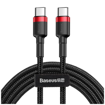 Baseus kabel Cafule nylonowy 2xusb typ C Power Delivery czarno-czerwony 60W 100cm