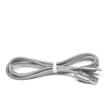 Kabel usb TYP C pleciony srebrny