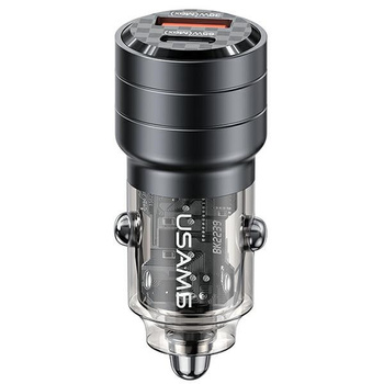 USAMS ładowarka samochodowa 2xUSB: 1x Quick Charge + 1x Power Delivery  95W czarna (CC176)