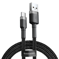 Baseus kabel Cafule nylonowy usb typ C czarno-szary 50cm 3A