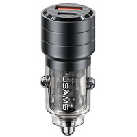USAMS ładowarka samochodowa 2xUSB: 1x Quick Charge + 1x Power Delivery  95W czarna (CC176)