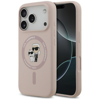 Etui Karl Lagerfeld iPhone 17 Pro różowy Silicone Karl&Choupette z MagSafe KLHMP17LSCMKCRHP