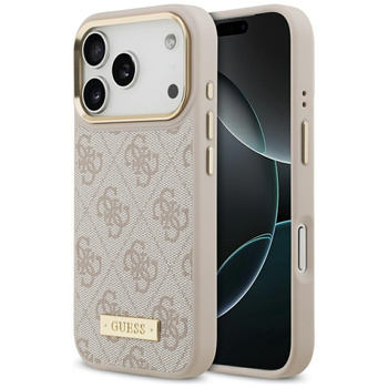 Etui Guess iPhone 17 Pro różowy Logo Plate z Magsafe GUHMP17LU4GPRP