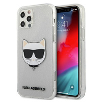 Etui Karl Lagerfeld iPhone 12 / 12 Pro 6.1" srebrny hard case Glitter Choupette KLHCP12MCHTUGLS