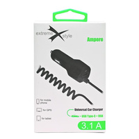 Ładowarka samochodowa Ampere usb Typ C + usb 3.1A czarna ACCCU31B