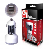 Adapter samochodowy USB 2A 2xUSB biały GT