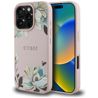 Etui Guess iPhone 16 Pro 6.3" różowy Flower Pattern z Magsafe GUHMP16LPGNMPLMP