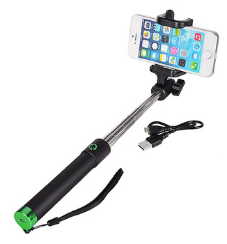 Uchwyt SELFIE PREMIUM zielony z pilotem w rączce - bluetooth
