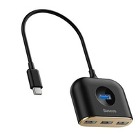Baseus adapter USB-C 4w1: HUB USB-C do 1xUSB 3.0 + 3xUSB 2.0 czarny + kabel 17cm