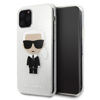 Etui Karl Lagerfeld iPhone 11 Pro srebrny Glitter Ikonik Karl KLHCN58TPUTRIKSL