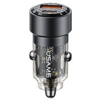 USAMS ładowarka samochodowa 2xUSB: 1x Quick Charge + 1x Power Delivery  60W czarna (CC208)