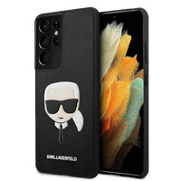 Etui Karl Lagerfeld Samsung S21 Ultra hard case czarny Saffiano Ikonik Karl`s Head KLHCS21LSAKHBK