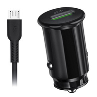 Ładowarka samochodowa Ampere Fast QC 3.0 + kabel micro usb czarna 3A