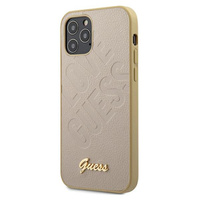 Etui Guess iPhone 12 / 12 Pro 6.1" złoty hard case Iridescent Love Script Gold Logo GUHCP12MPUILGLG