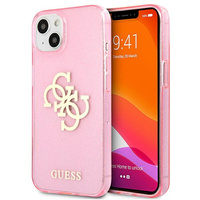 Etui Guess iPhone 13 różowy hard case Glitter 4G Big Logo GUHCP13MPCUGL4GPI