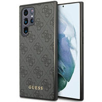 Etui Guess Samsung S23 Ultra szary hard case 4G Metal Gold Logo GUHCS23LG4GFGR