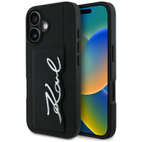 Etui Karl Lagerfeld iPhone 16 6.1" czarny HC Grained PU Cardslot Metal Signature KLHCP16SPGPVKSK