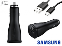 Ładowarka samochodowa Samsung EP-LN915U + kabel usb Typ C czarny bulk 2A fast charger