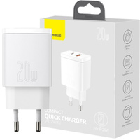 Baseus ładowarka sieciowa Compact 2xUSB  QC + PD 20W Power Delivery biała