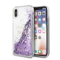 Etui Guess iPhone X/Xs fioletowe hard case Liquid Glitter Party GUHCPXGLUQPU