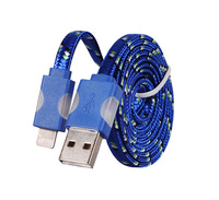 Kabel USB iPhone 5 sznurówka niebieski świecący