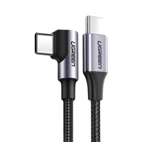 Ugreen kabel jednostronnie kątowy 2xusb typ C  Power Delivery szary 100cm