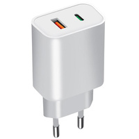 Ładowarka sieciowa usb Typ C + usb QC 20W eXtreme biała