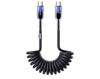 Joyroom kabel spiralny 2xusb typ C Power Delivery 60W  max. 150cm czarny