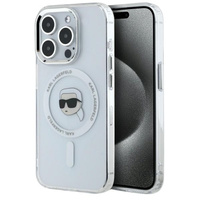Etui Karl Lagerfeld iPhone 15 Pro 6.1" transaprent IML Metal Karl Head z MagSafe KLHMP15LHLSKIH