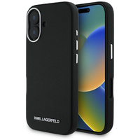 Etui Karl Lagerfeld iPhone 16 6.1" czarny Saffiano Full Wrapped Elongated Metal Logo z Magsafe KLHMP16SPSAFWMCK