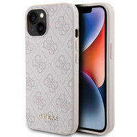 Etui Guess iPhone 13 / 14 / 15 6.1" różowy hard case 4G Metal Gold Logo GUHCP15SG4GFPI