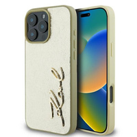Etui Karl Lagerfeld iPhone 16 Pro Max 6.9" złoty hard case Metal Signature KLHCP16LXPFMFBKMD